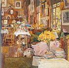 Childe Hassam Canvas Paintings - The Room of Flowers